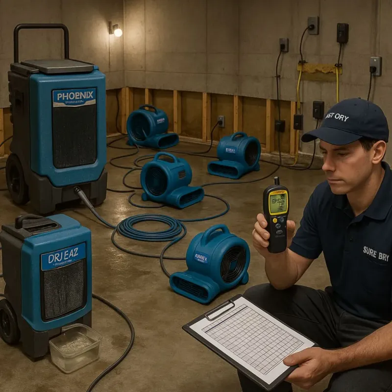 Structural Drying and Dehumidification process in Combine, TX